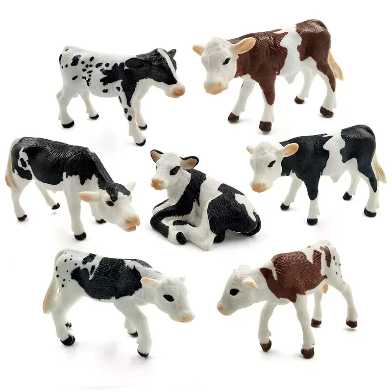 Farm Simulation Milk Cow Plastic Ox Animal Model Bonsai Figurine Home Decor Miniature Fairy Garden Decoration Accessories Modern