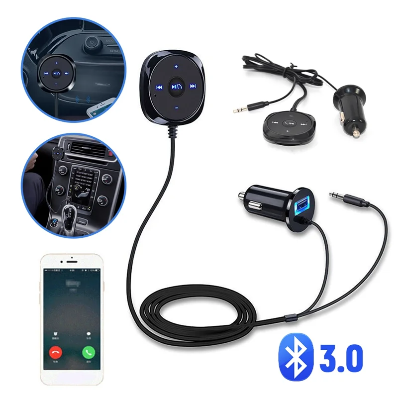 محول متوافق مع البلوتوث استقبال الصوت 3.5 مللي متر AUX محول استقبال الموسيقى الصوتي لستيريو السيارة مع AUX In-A08Q