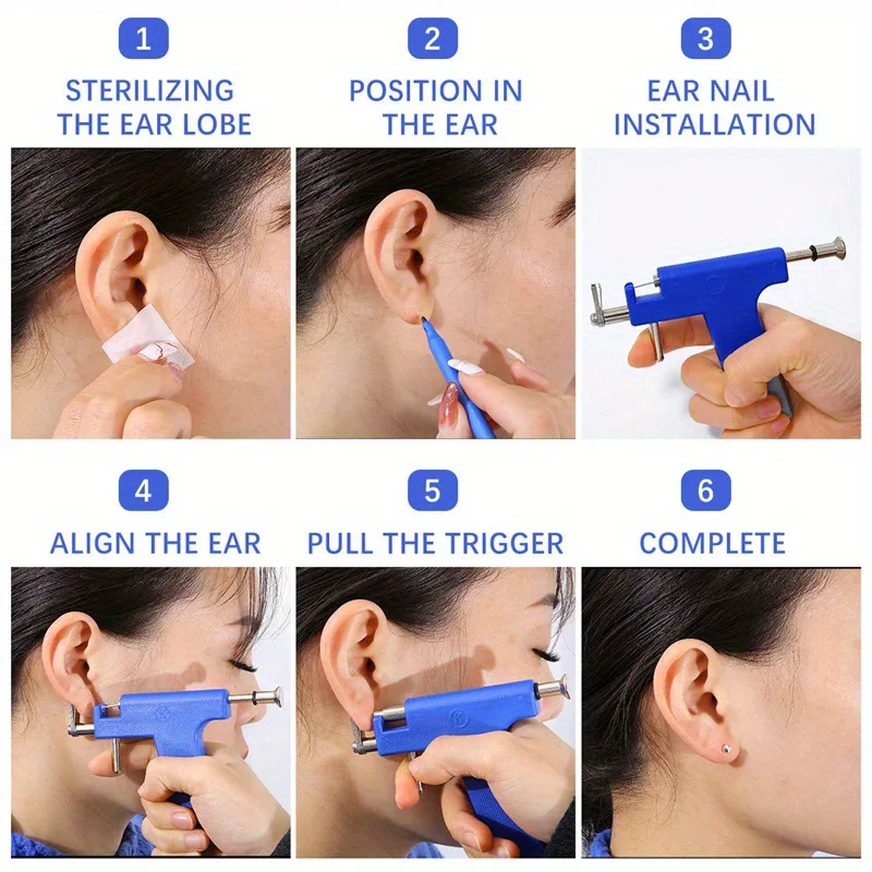 12Pairs  Professional Ear Piercing Kit Earings For Piercing Gun Steel Ear/Nose/Navel/Body Piercing Stud Safety Pierce Tool