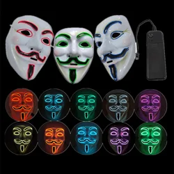 Halloween Face Mask Led Hacker Masks V Vendetta Mask Adults Luminous Led Light Up PVC Headgear Anime Anonymous Helmet Party Prop