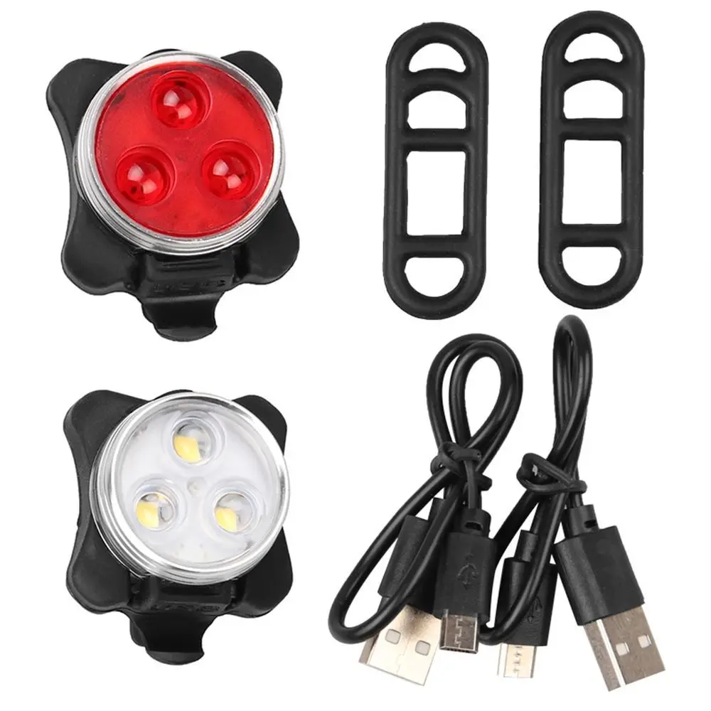USB Rechargeable Cycling Bike Taillight 4 Light Mode Front Headlight Mountain Bike Light Flashlight Rear Back Bicycle Lamp