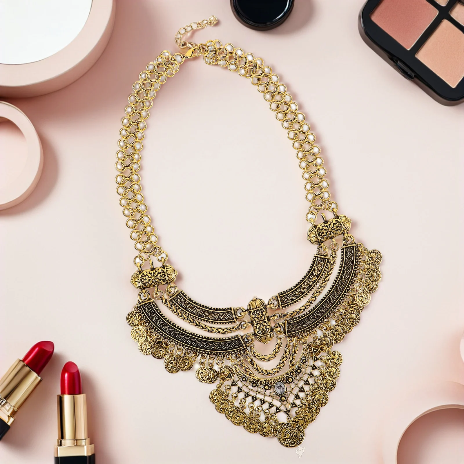 

Модный комплект ожерелья в богемном стиле в стиле панк, винтажные акценты для монет, нагрудник, стильные ювелирные изделия, женские эффектные аксессуары, ожерелья с монетами для женщин