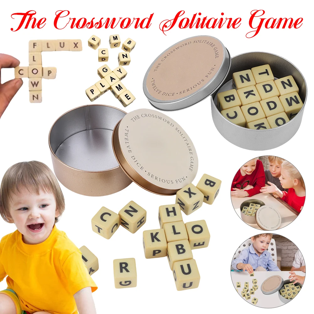 Think Crossword Solitaire Game Family Creative Funny Board Game English Letter Dice Puzzle Desktop Game Interactive Coordination