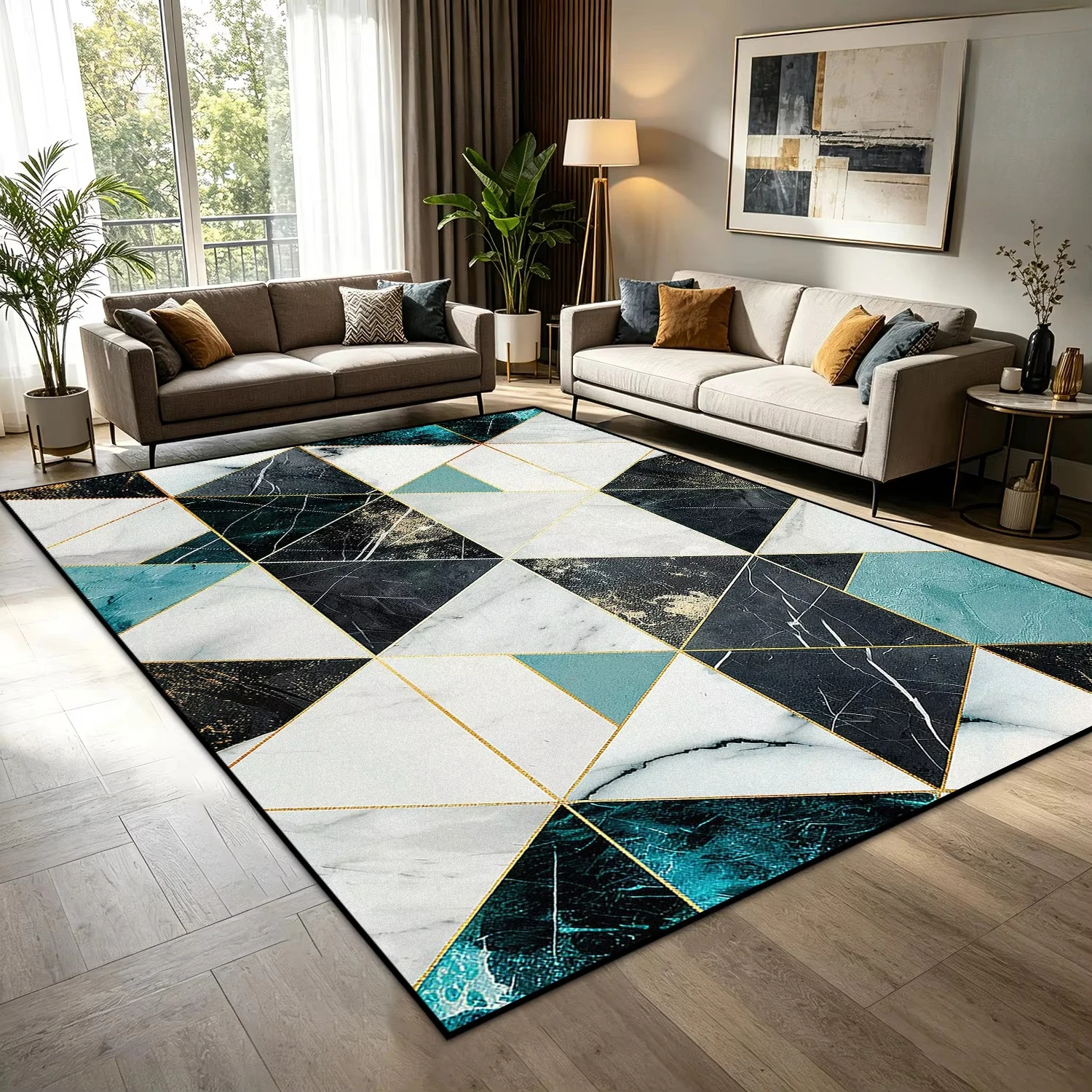 Minimalism Modern Luxury Geometric Carpet Home Decor Large Bedroom Bedside Rug Non-slip Washable Living Room Sofa Lounge Mats
