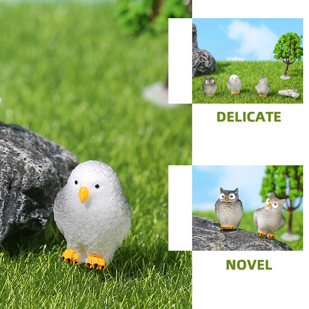 

12 Pcs Moss Micro Landscape Ornaments Owl Miniature Figurines Desktop Resin Sculpture Lovely