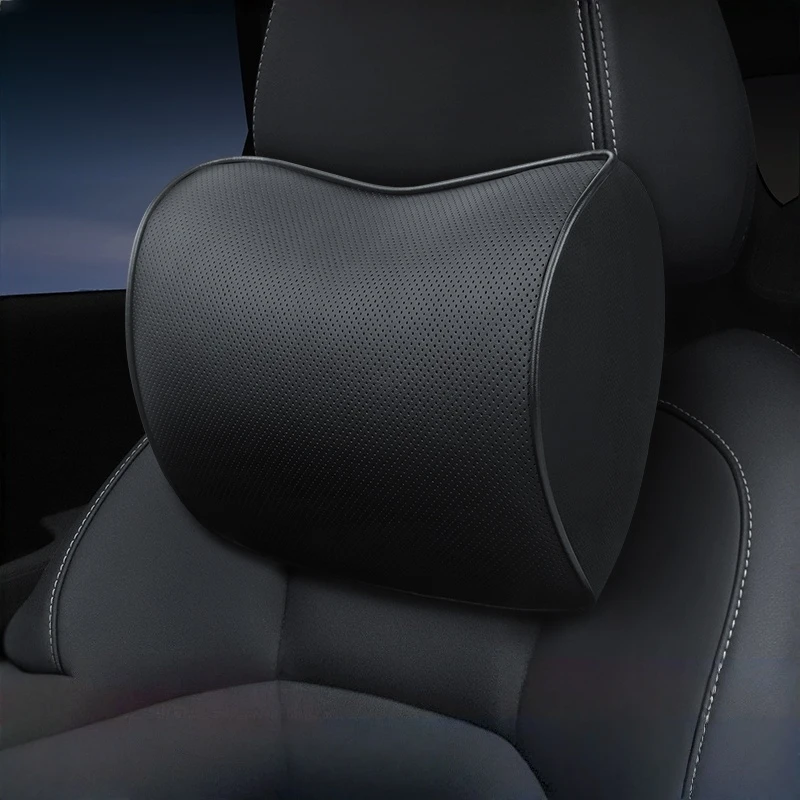 

Memory Foam Car Seat Pillow Slow Rebound Car Neck Pillow Protective Lumbar Back Support Breathable Leather Car Headrest Cushion