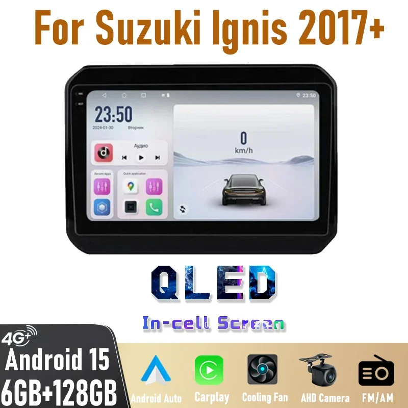 

9" Car Touch Screen Stereo For Suzuki Ignis 2017+ Wireless Carplay Android Auto GPS WIFI BT FM Multimedia Radio Audio Player