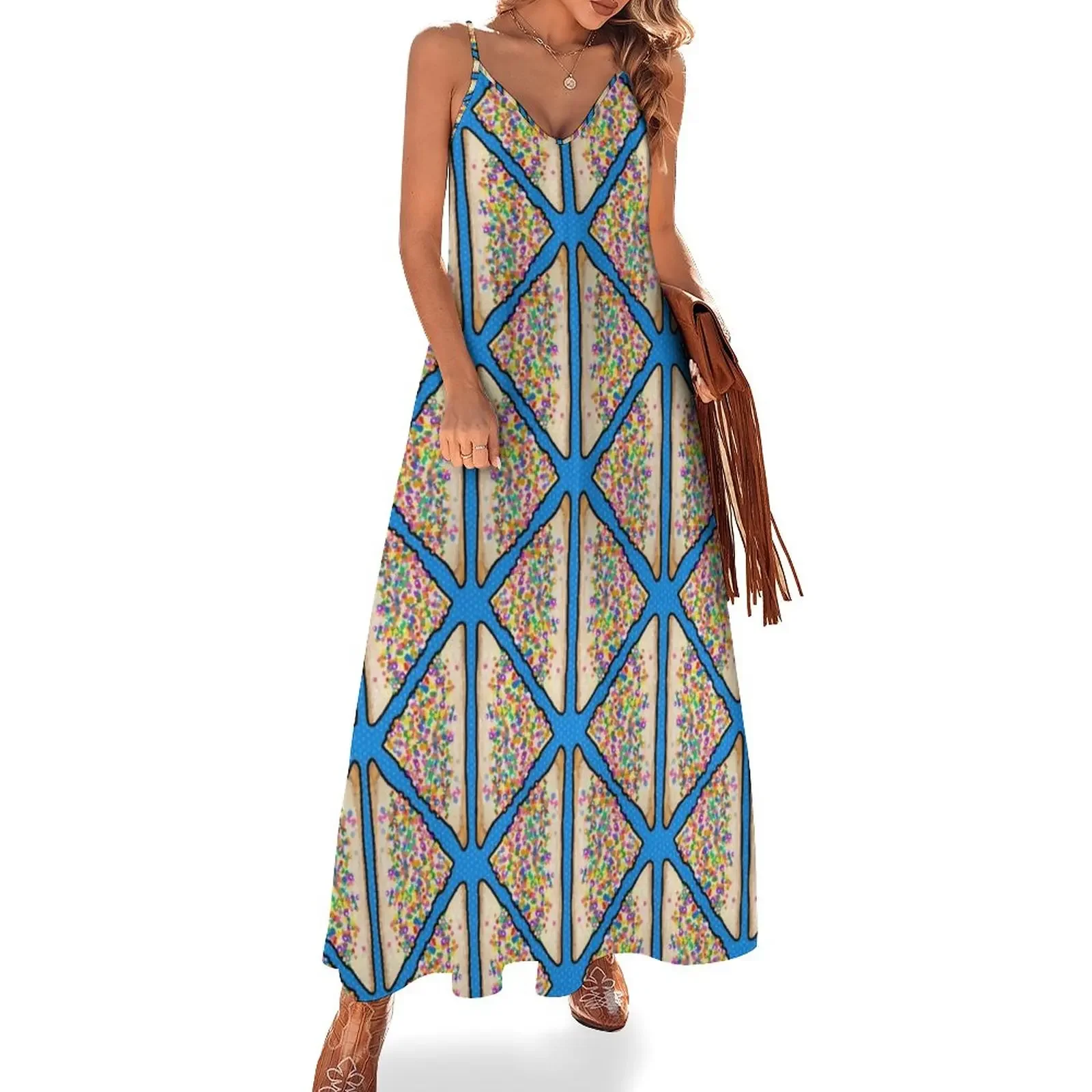 

Fairy Bread in Blue, Aussie Art Deco Sleeveless Dress summer dress women 2024 sexy dress