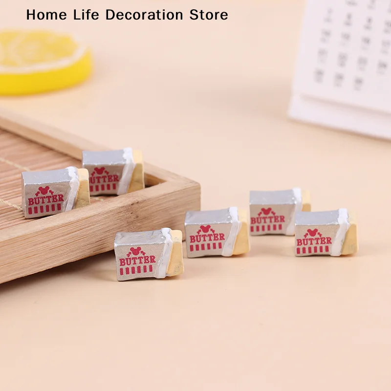 【TG】6Pcs 1/12 Simulation Food Butter Miniature Pretend Play Kitchen Diy Bread Set Toy Breakfast Tableware Doll House Accessories