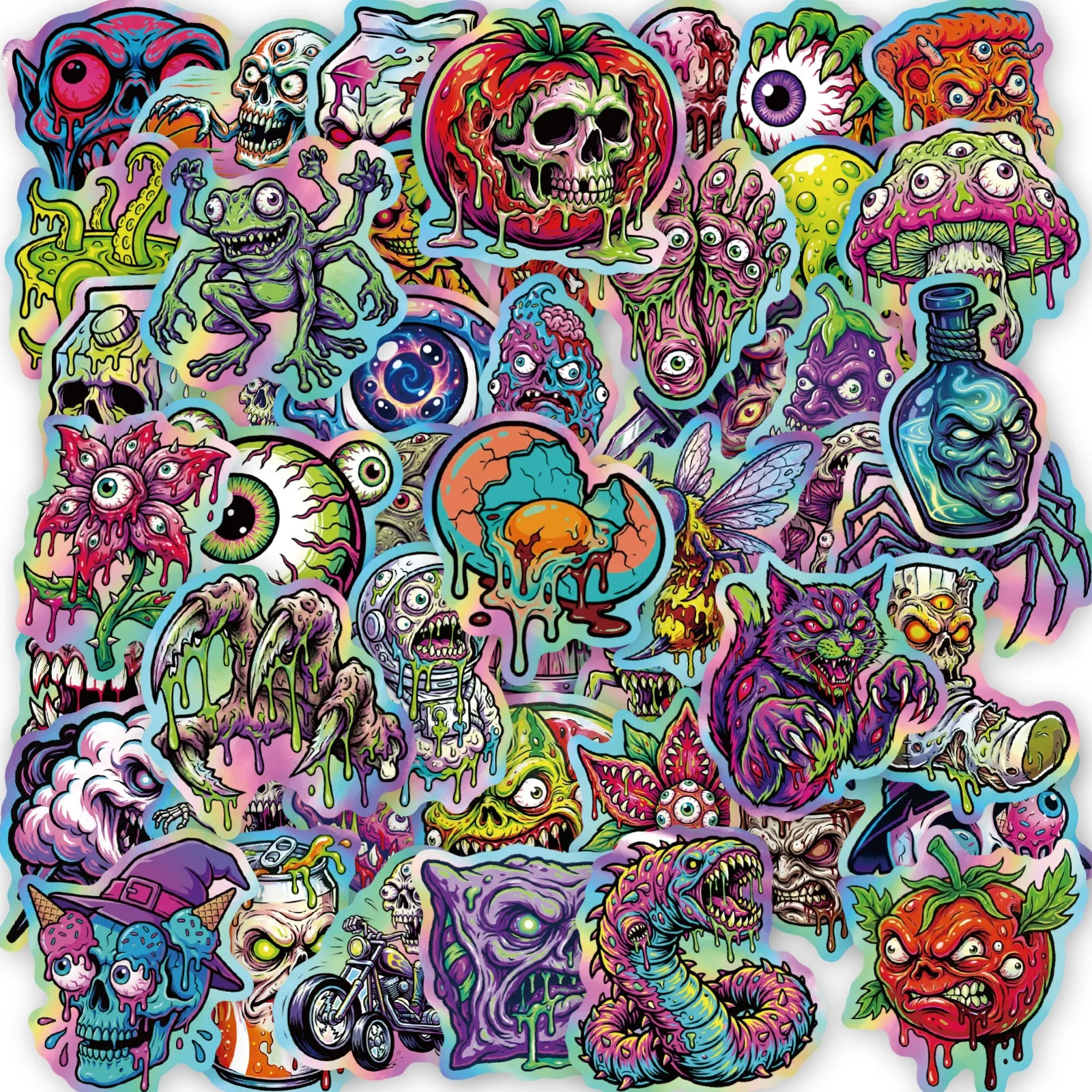50Pcs Dark Gothic Horror Graffiti Stickers, Waterproof Vinyl Decals for Water Bottle, Luggage, Tablet