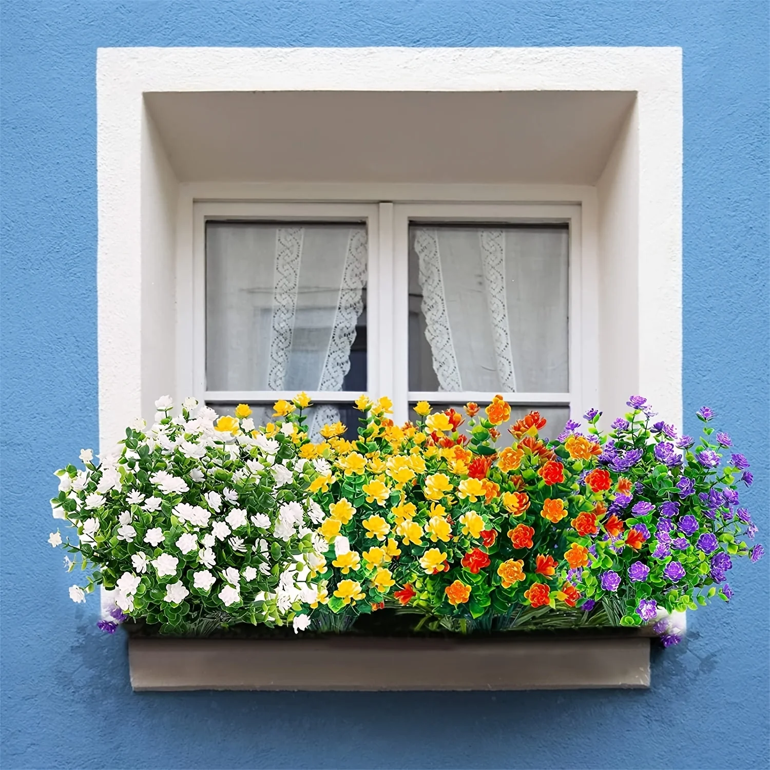 4 Stück künstliche Blumen, UV-beständig, Grünpflanzen für Garten, Küche, Dekoration, Hochzeit, Zuhause, Wohnzimmer, Dekoration, künstliche Blumen – Detail 6