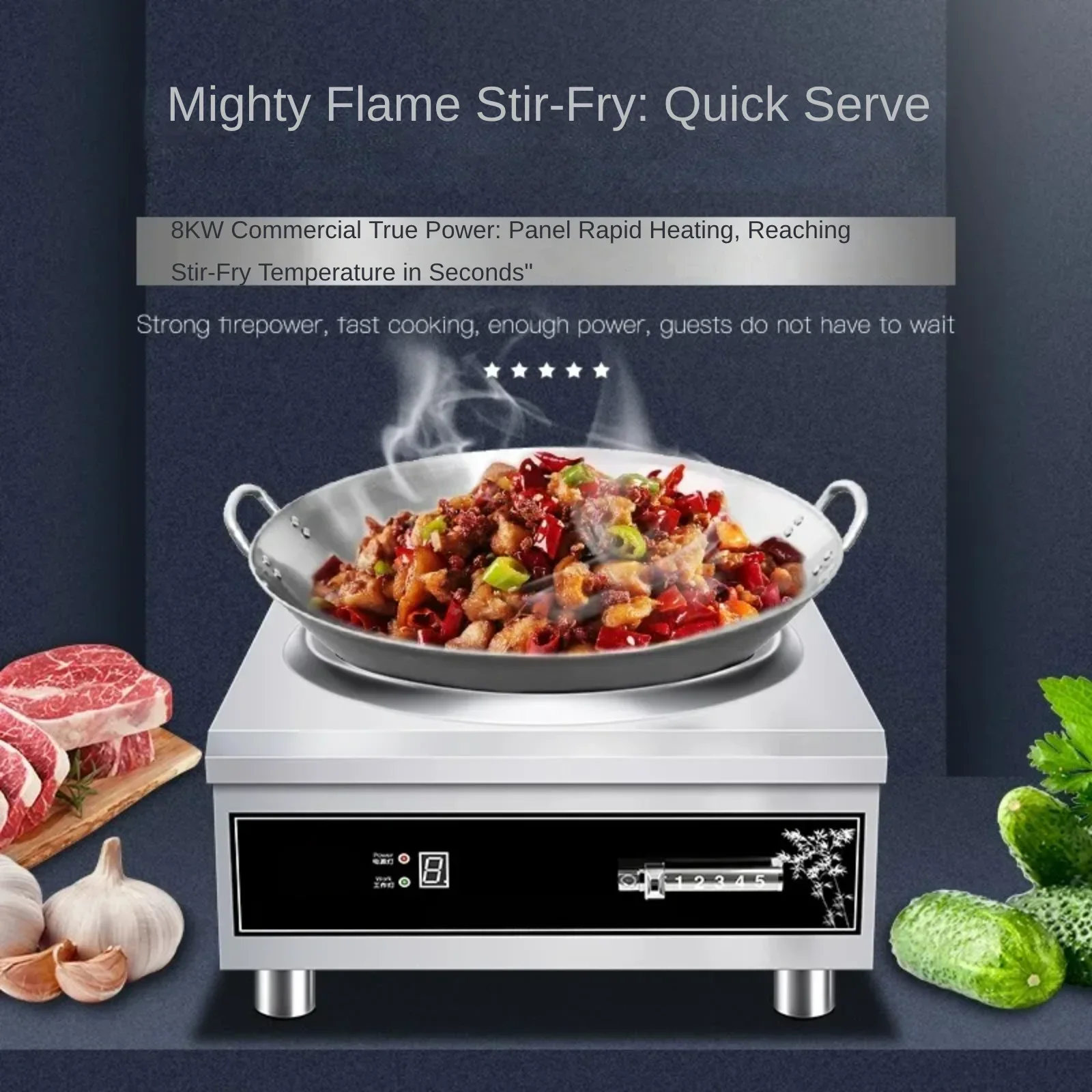 Good Quality Electromagnetic Furnace Stove High-speed 8000W OEM Stainless Steel Intelligent Electric Commercial Induction Cooker