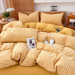 2025 New 100% Cotton Plaid Single Quilt Cover Yarn-dyed Printed Washed Quilted Cover Skin Friendly Breathable 220x240 Bedding