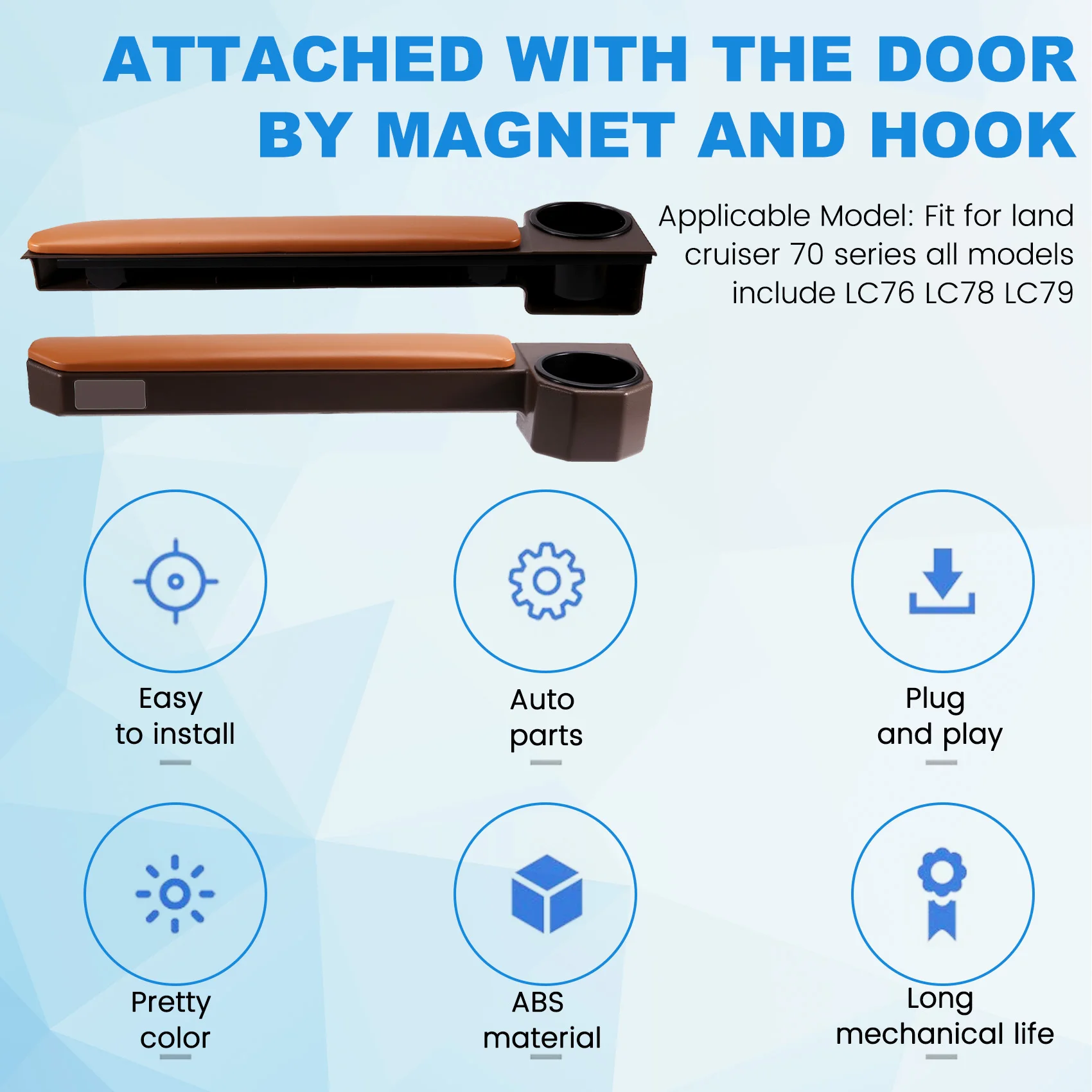 

Hot Selling-For Toyota Land Cruiser 70Series LC70 LC75 LC76 LC78 LC79 Accessories 1Pair Magnet Door Armrest Cup Holder Car Organ