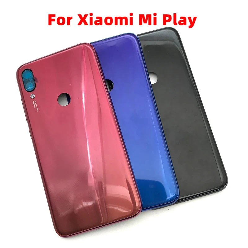 Back Battery Door Rear Housing Cover Case With Side Power Key  Volume Button For Xiaomi Mi Play With Camera Glass Lens