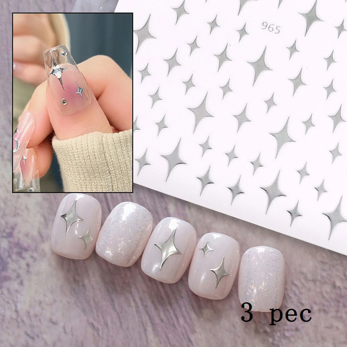 8 pezzi Y2K Satr nail art adesivo pentagramma/strisce incrociate design per unghie autoadesivo per donne ragazze decorazione manicure di lusso