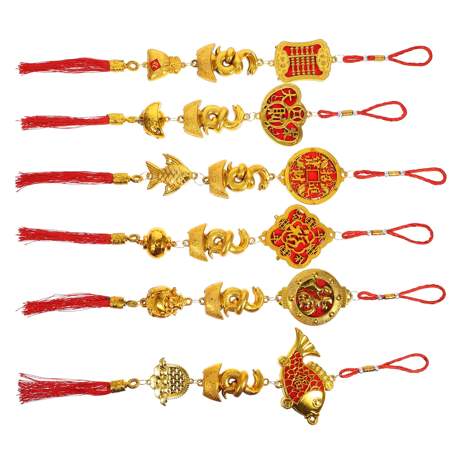 

6Pcs Chinese New Year Pendants Snake Year Spring Festival Hanging Decoration for Bonsai Tree Indoor Outdoor Holiday Ornament