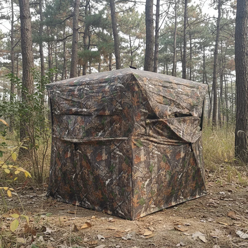 Pop Up Hunting Tent 360 Degree Side Opening Door Forest Camo Window Oxford Cloth for Turkey Deer Hunting Outdoor