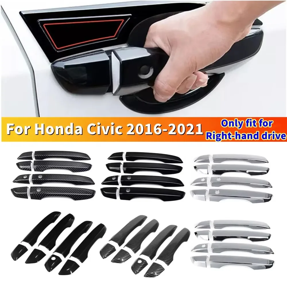 ZF-F 1 Juego para RHD Honda Civic Sedan 2016-2021 manija de puerta inteligente Exterior cubierta de marco embellecedor ABS acces