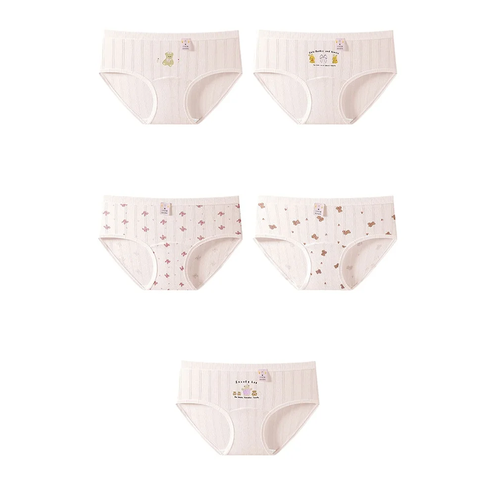 3 قطع المرأة الكرتون القطن سراويل الإناث الدانتيل السروال الفتيات لطيف الحلو طالب أزياء مثير منتصف الخصر Pantys