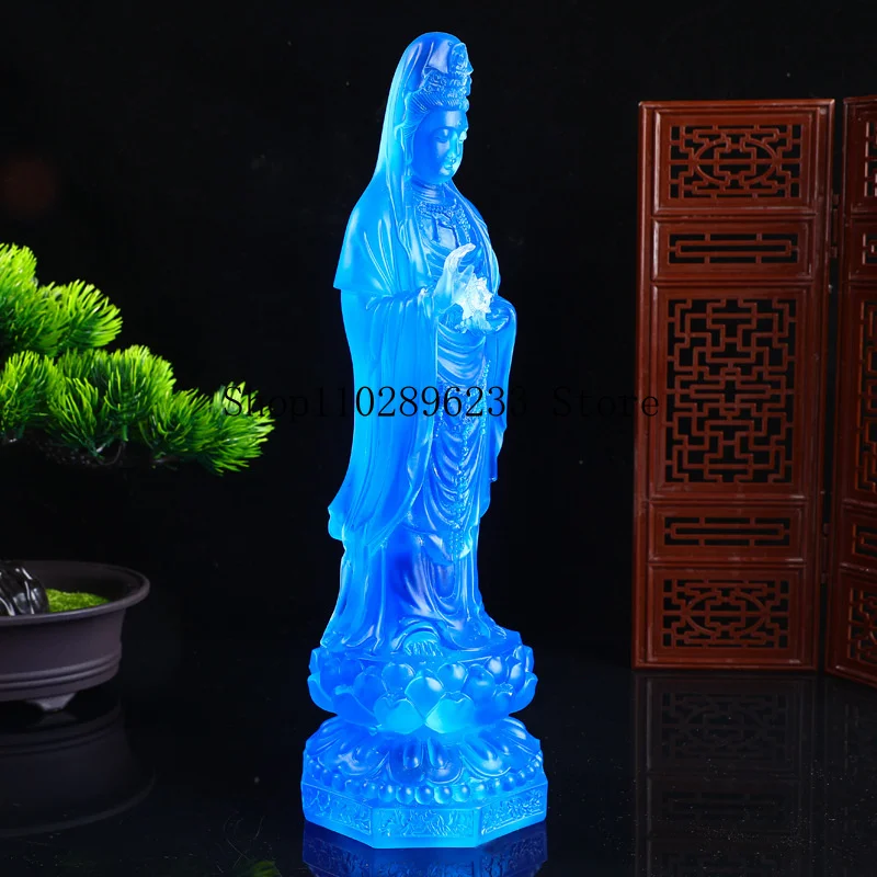 Water-glass Buddha statue Putuo South Sea Guanyin Home Living Room Decorations, Resin Buddha Statues for Buddhist Temples and Sh