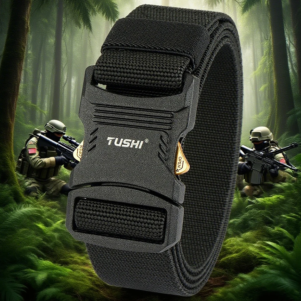 

TUSHI Новый эластичный ремень для мужчин и женщин, жесткая быстросъемная пряжка, прочный настоящий нейлон, унисекс, эластичный ремень, комбинезон, рабочий ремень