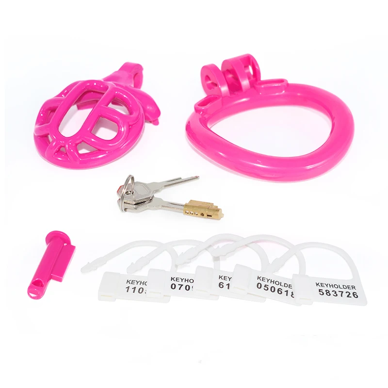 FRRK 3D Print Kink Lightweight Chastity Cage for Male Femboy Training Cock Lock with 4 Plastic Penis Rings Couple Sex Toys