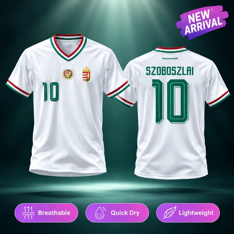 2026 Yali Nationalmannschaft Fußball 3D Trikot Dominik Szoboszlai Nummer 10 Atmungsaktives Oberteil Herren Damen V-Ausschnitt Tops
