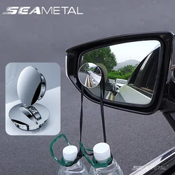 SEAMETAL Rimless Car Convex Mirror Wide Angle Strong Suction Cup Blind Spot Mirror 360-Degree Safe Rear View Mirror for Parking
