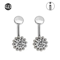 1Pc 14Gx10x4/6mm Navel Curve Barbells Belly Rings Body Jewelry-F136 Titanium CZ Smart Navel Belly Button Body Piercing