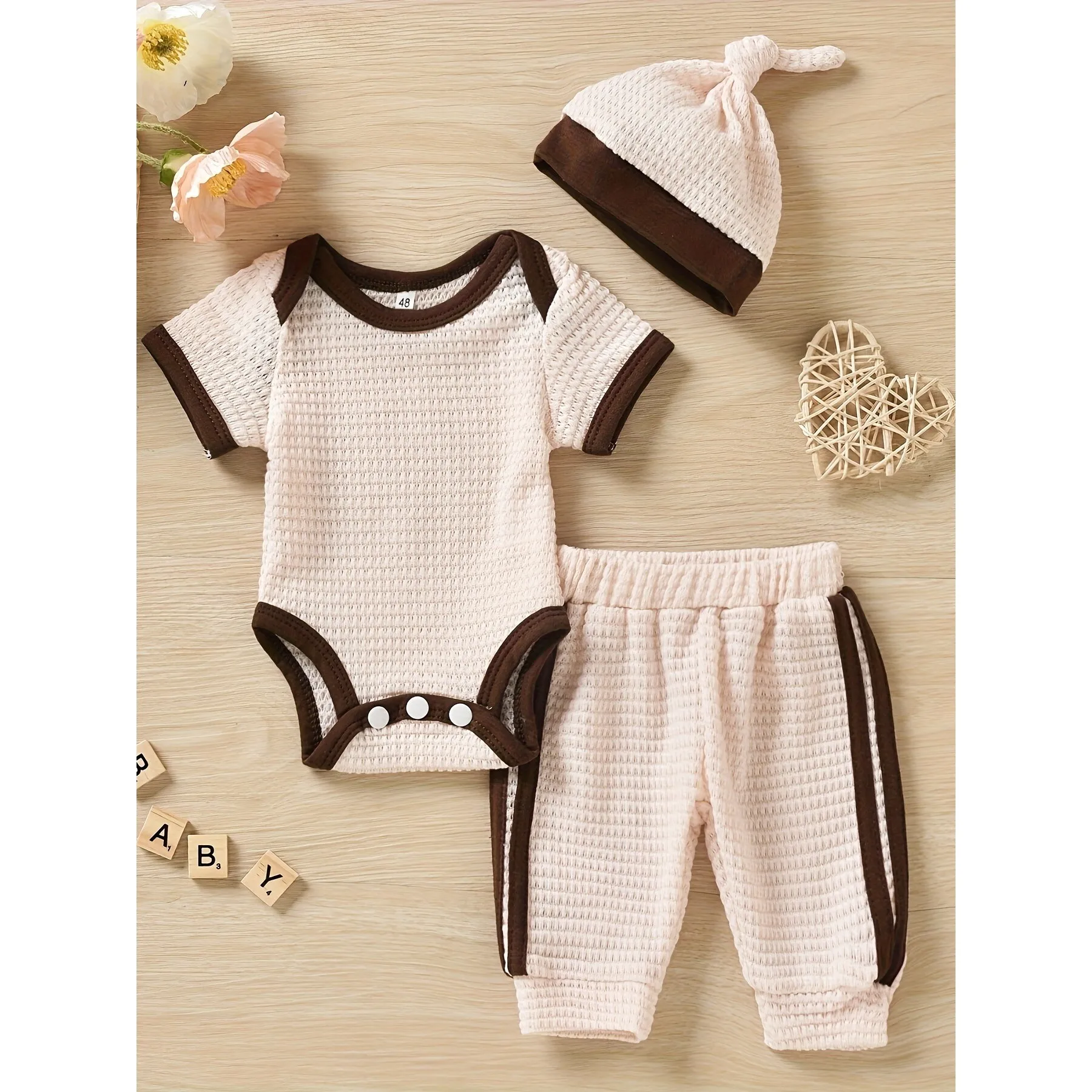 ベビーワッフルニットセット-カスタマイズ可能な子供服セット-海外地域から輸入-パーソナライズデザインサービス