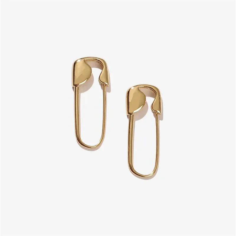 Minimalist Safety Pin Shape Leverback Earrings for Women U-shaped Gold Plated Lock Pendant Pierced Earring Jewelry Accessories