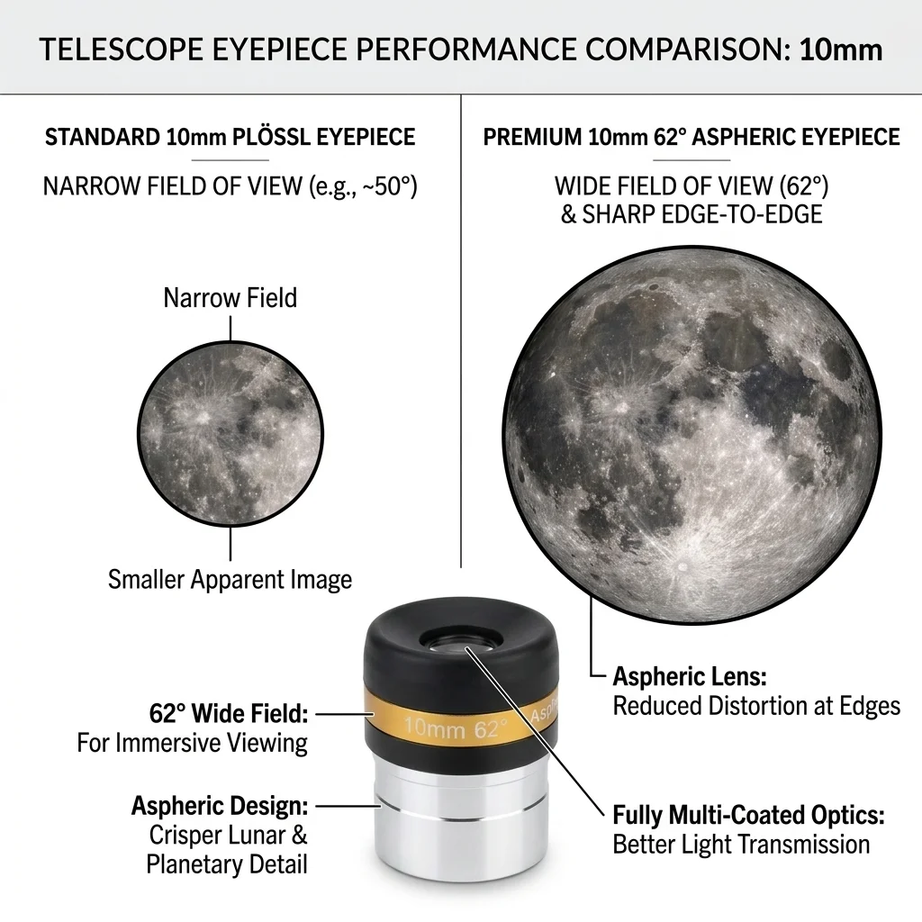 1,25 Zoll Teleskop-Okular-Set 10mm 62 ° Weitwinkel-Okular mit 90° ° Diagonalspiegel für Refraktor-Teleskop – Detail 6
