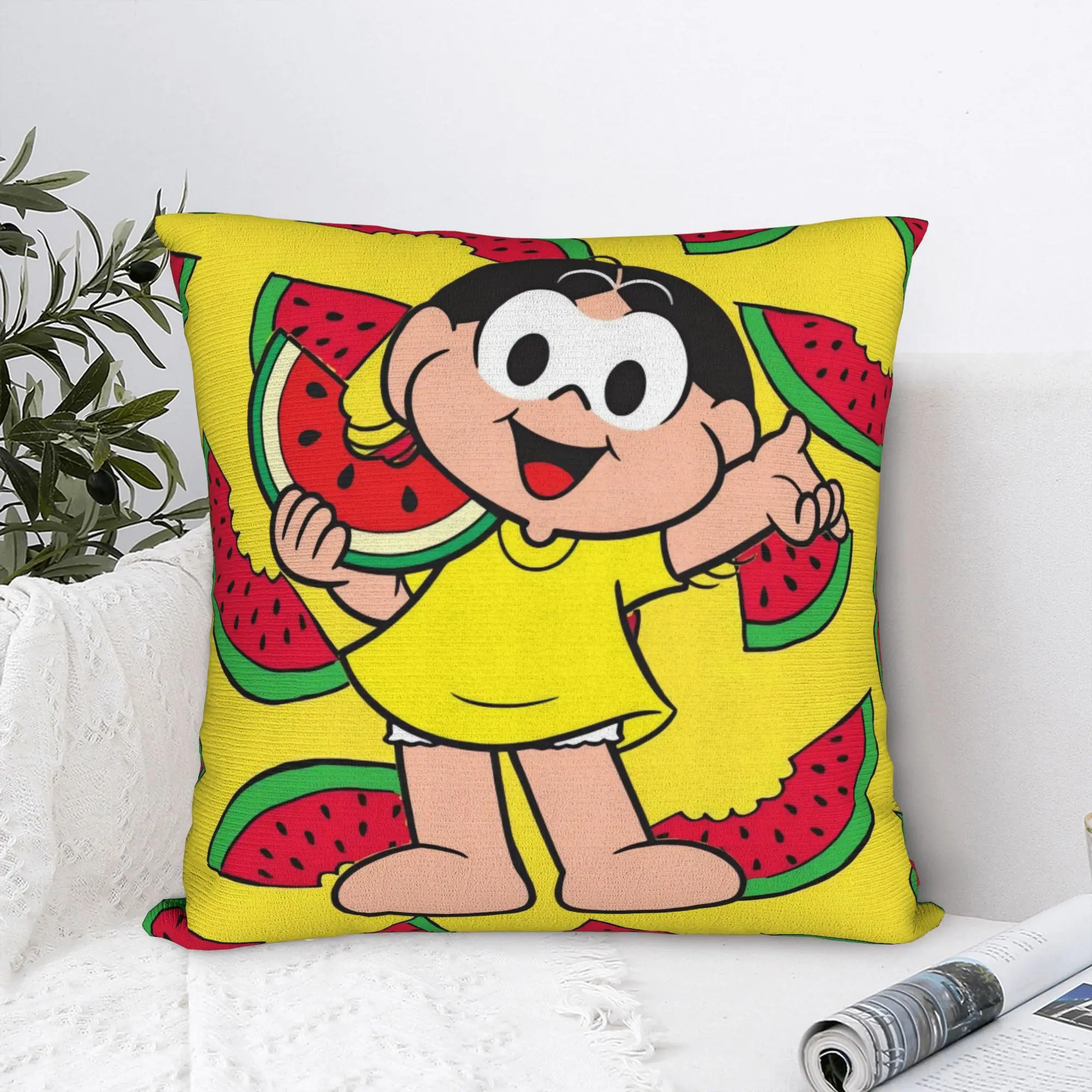 Capa de almofada com desenho fofo de Magali, capa de almofada gráfica, capa de almofada Kawaii para sofá, decoração de casa
