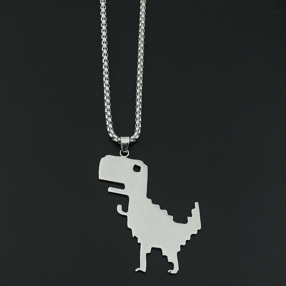 Cute Little Dinosaur Collar Metal Pendant Necklace Exquisite Collarbone Chain Fashion Simple Necklace Holiday Gift Decorations