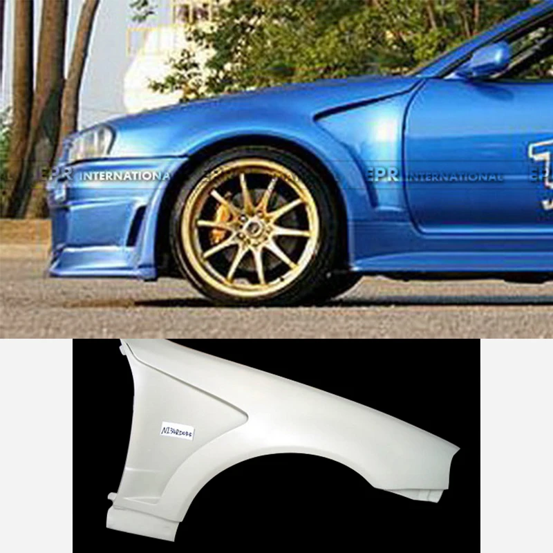 

For Nissan Skyline R34 GTR Do-Luck Style Front Fenders - Dry Carbon Fiber/FRP Widebody Pair 1999-2002