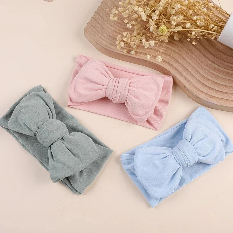 Baby girls Bows Headband For Infants Ear Warmer Turban Elastics Hairband Soft Headwraps Children Newborn Knit Hair Accessories