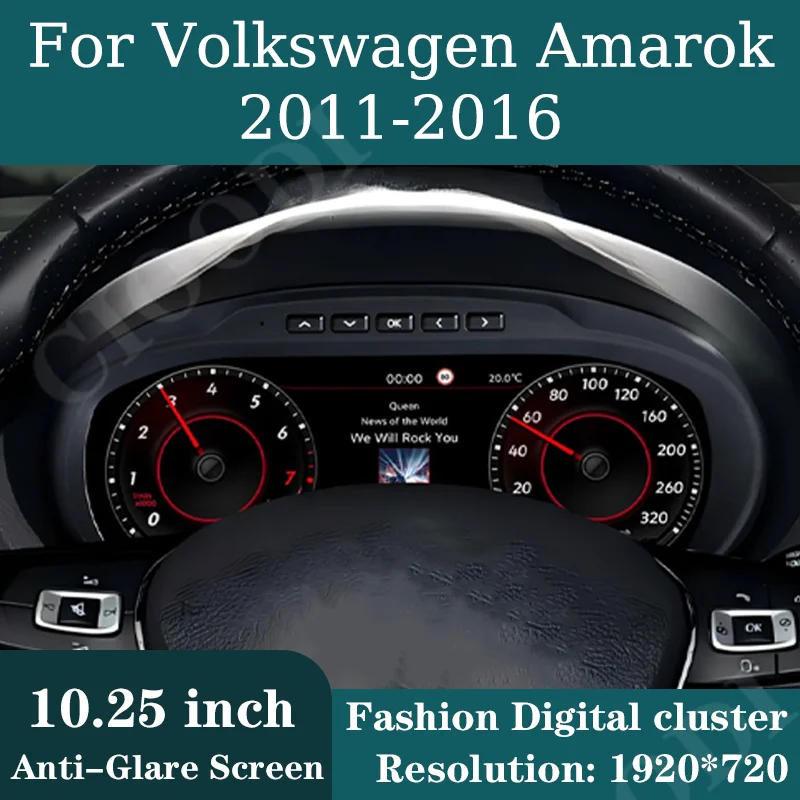 

10,25-дюймовый ЖК-дисплей приборной панели для VW Volkswagen Amarok 2011-2016, одометр, спидометр, виртуальная приборная панель, цифровой кластер, CarPlay