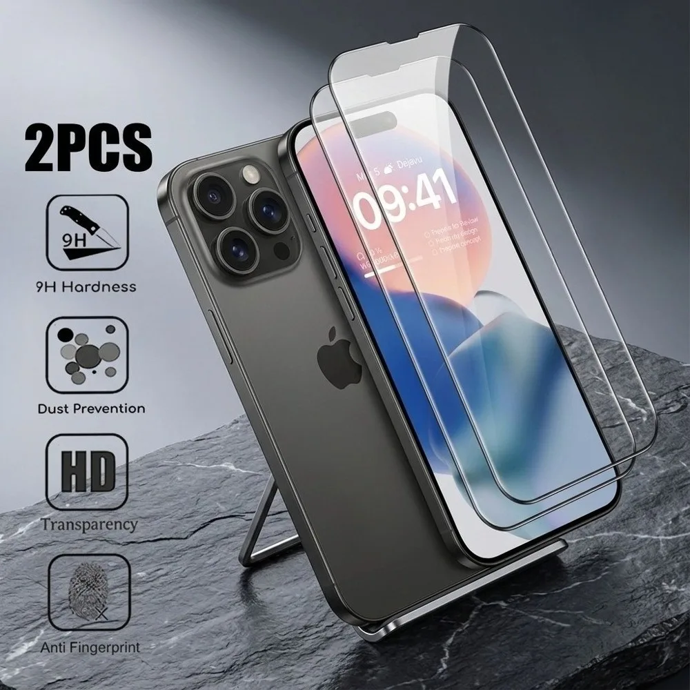 

2 шт. Защитное стекло Ultra HD для iPhone 17, 16, 15, 14, 13 Pro Max, Air 17e, 16, 15 Plus, 12, 11 Pro, Mini, устойчивое к царапинам
