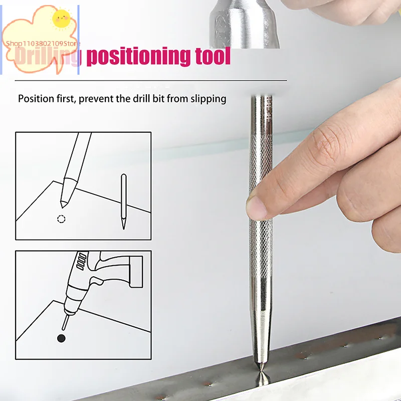 [TL] Centro punzonatrice in acciaio temprato CR-V punto punto punto centrale per posizionamento in metallo punta da trapano localizzatore di fori punzonatrice utensili manuali