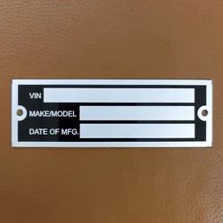 100 X 33mm Blank or Engraved Aluminum Trailer VIN Serial ID Tag Plate Data Car Truck Hot Rod Equipment Caravan RV Camper Parts
