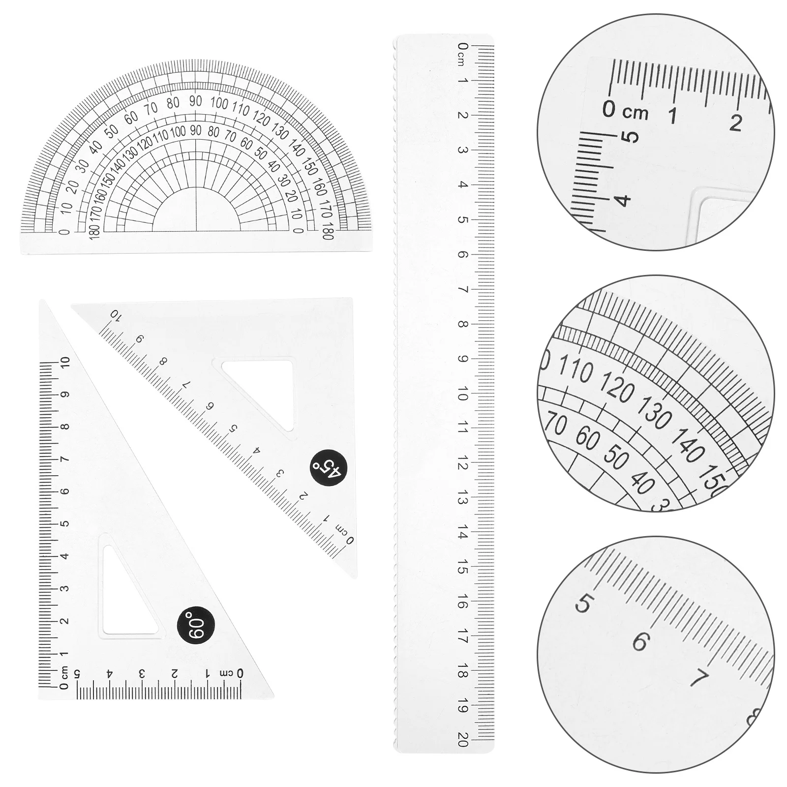 1Set Geometry Ruler Drawing Tool Lightweight Multi Functional Protractor Measuring Tool School Stationery