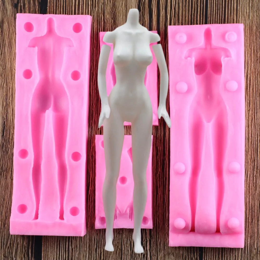 

Doll Body Shaped Silicone Mold 3D Fondant Tool For Manikin Handmade DIY Chocolate Baking Decorating Clay Mould QA 016
