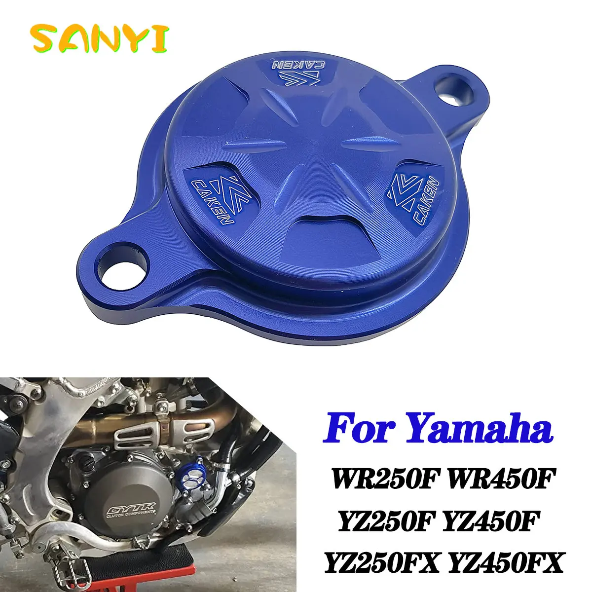 CAKEN CNC Aluminum Billet Oil Filteer Covers For Yamaha YZ250F YZ450F YZ250FX YZ450FX WR250F WR450F YZ WR 250F 450F FX 2014-2021