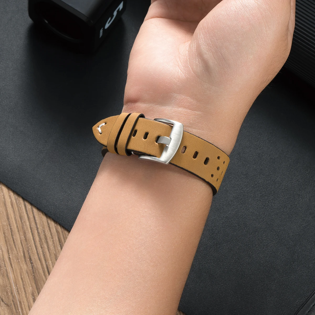 حزام جلدي لساعة سامسونج 8 الترا 2 ساعة 8 40 مللي متر 44 مللي متر رسمي لا فجوات الفرقة ل غالاكسي 8 الكلاسيكية 46 مللي متر سوار إكسسوارات