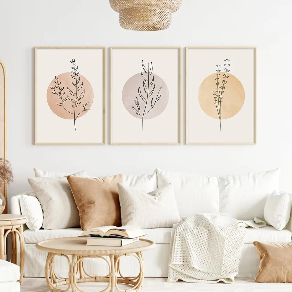 Zestaw 3 nieoprawiony rysunek botaniczny plakat sztuka kwiatowa nadruk Boho abstrakcyjna ściana ozdobny obraz minimalistyczny obraz na ścianie