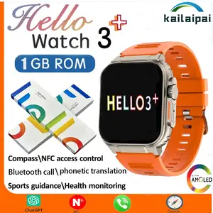 男性と女性のためのhello Watch 3 Plusスマートウォッチ、4GBのrom、新しい - AliExpress