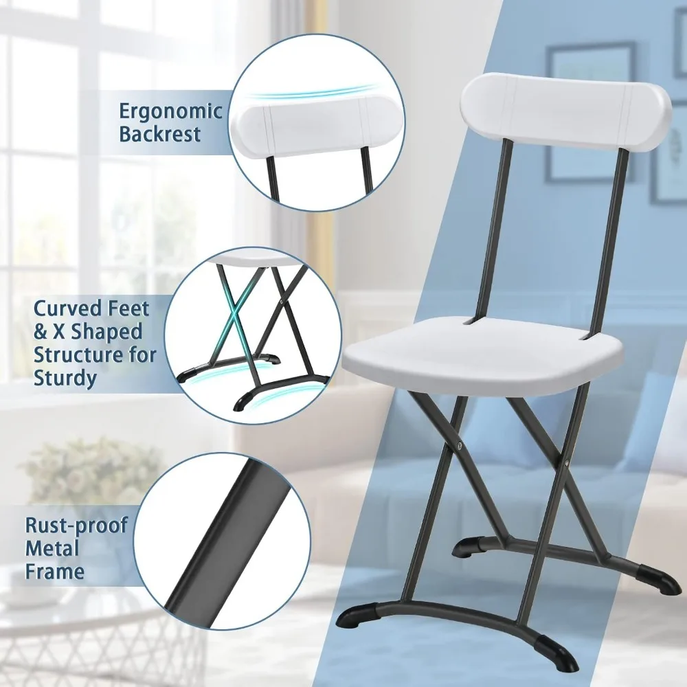 طقم كراسي قابلة للطي، سعة 400 رطل بإطار فولاذي، ظهر منحني مريح، مناسبة للمناسبات التجارية الداخلية والخارجية