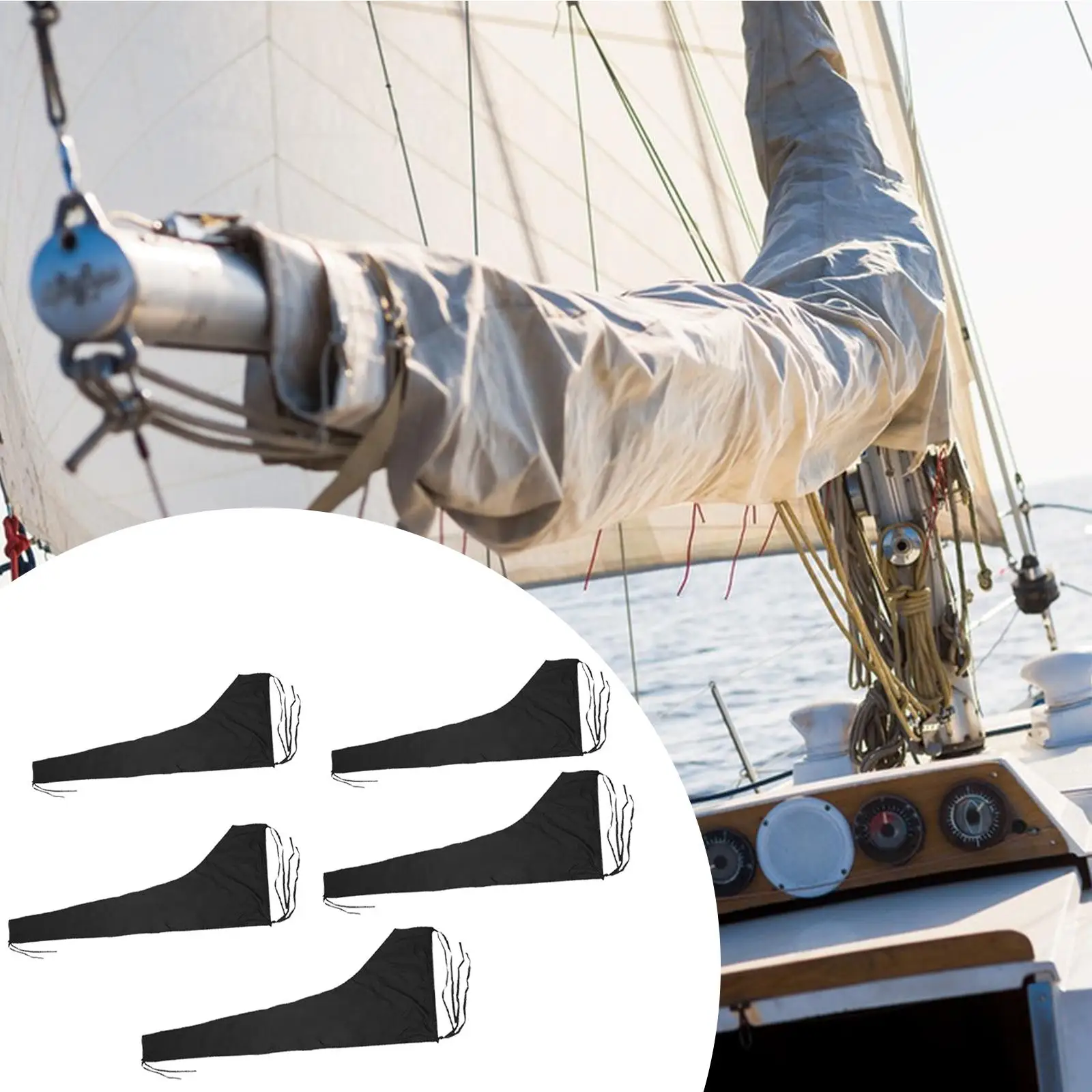 

Adjustable Mainsail Boat Cover Waterproof Windproof Elastic Bottom Sun Safety Accessories for Sailing Boat Cover