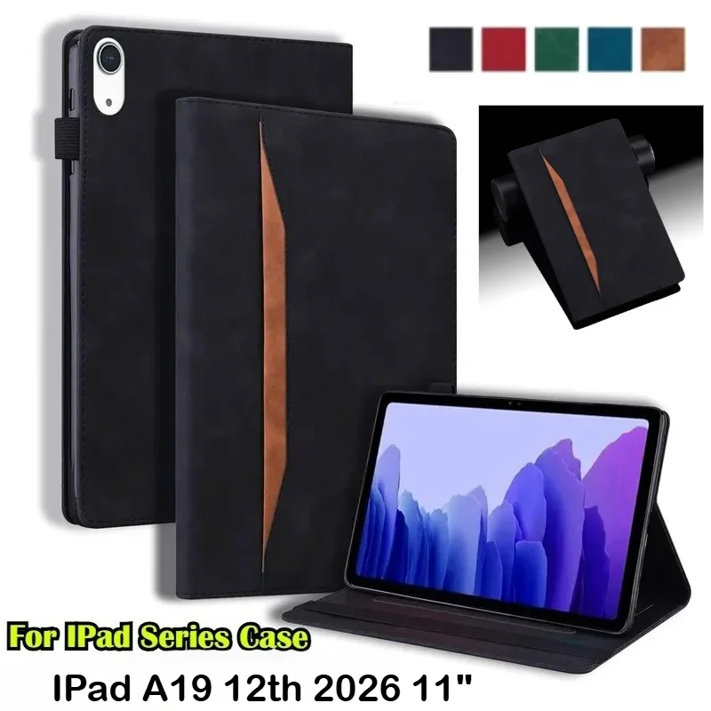 

For IPad A19 Case 2026 Luxury PU Leather Wallet Tablet Funda for IPad 12th Pro Air 11 13 M4 M3 M2 A16 11th 10th Generation Cover